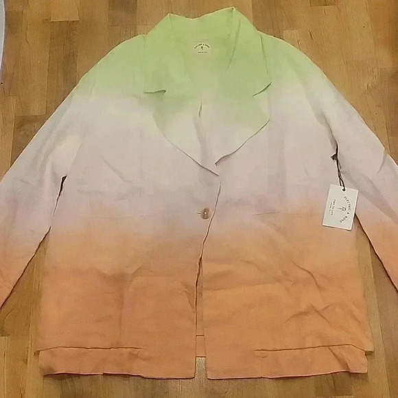 Electric & Rose x Anthropologie Brentwood Blazer Ombre Citrus 100% Linen NWT - Picture 1 of 8